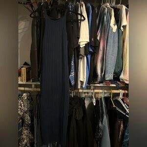 White House black market ribbed navy maxi dress